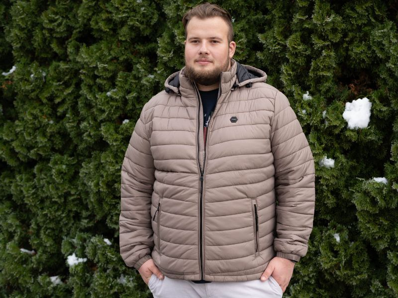 duża kurtka męska, szara, pikowana